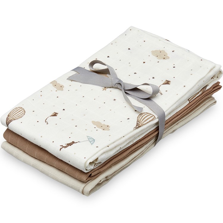 Lot de 3 langes en coton bio dreamland (70 x 70 cm)