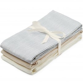 Lot de 3 langes en coton bio classic stripes blue (70 x 70 cm)