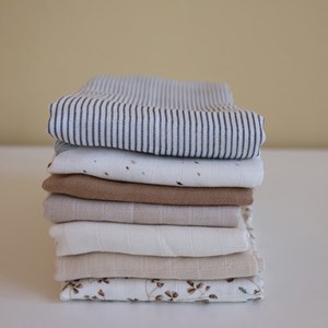 Lot de 3 langes en coton bio classic stripes blue (70 x 70 cm)
