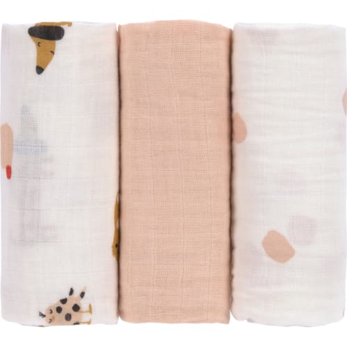 Lassig - Lot de 3 langes little mateys orange épicé (60 x 60 cm)