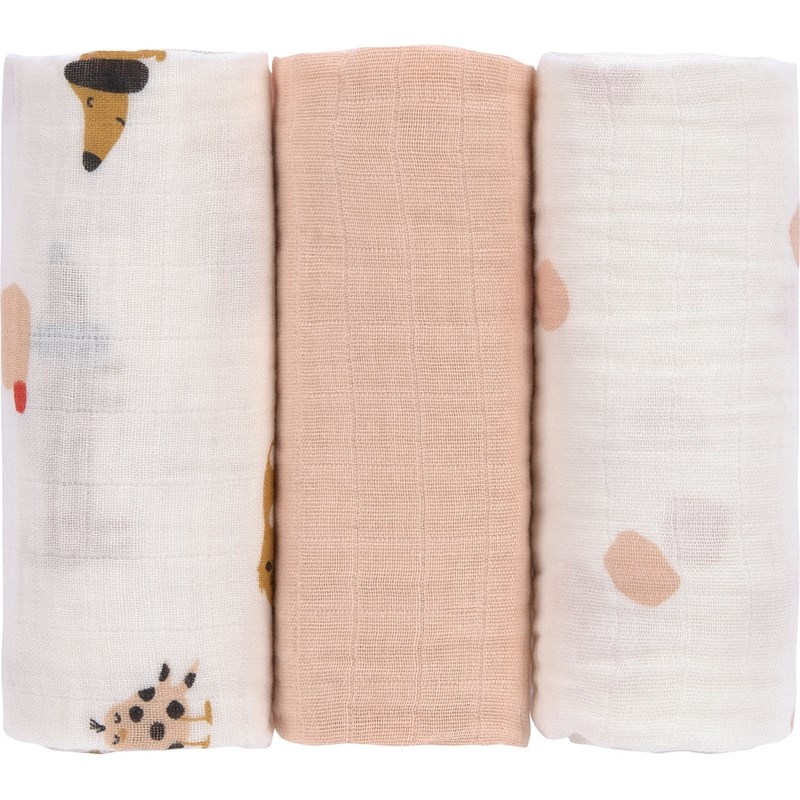 Lot de 3 langes little mateys orange épicé (60 x 60 cm)