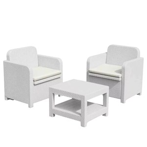 Salon jardin rotin 2 places midgard Blanc