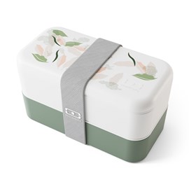 Lunch box rectangle 2x500ml vert leaves