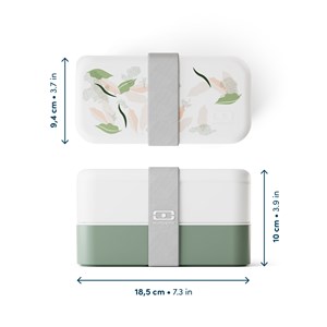 Lunch box rectangle 2x500ml vert leaves