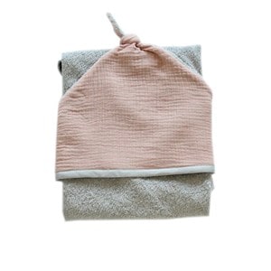 Sortie de bain gaze de coton vieux rose