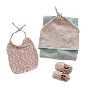 Sortie de bain gaze de coton vieux rose