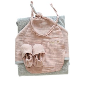 Sortie de bain gaze de coton vieux rose