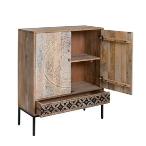 Armoire sculptée en bois de manguier