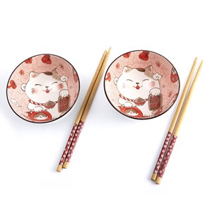 2 bols à motif maneki neko 