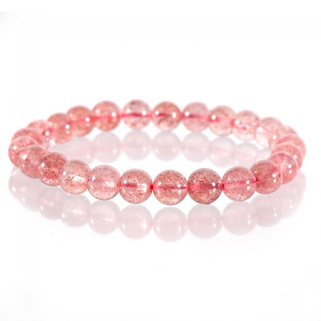 Bracelet perles de quartz strawberry