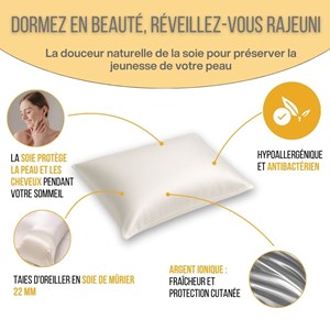Taie d'oreiller soie peau sensible
