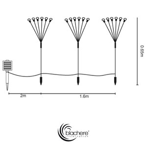 Piquets solaires led blanc chaud pour jardin, 18 led, 2 modes d'éclairage