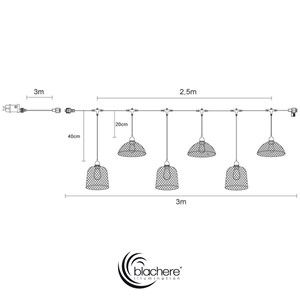 Guirlande guinguette abat-jour led 2,5 m – blanc chaud, raccordable