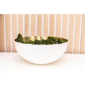 Saladier blanc et doré martelé