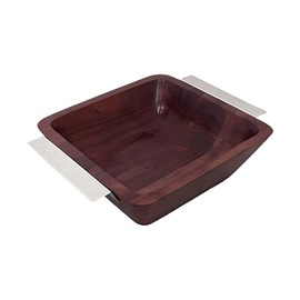 Saladier en bois avec poignées argent