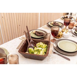 Saladier en bois avec poignées argent