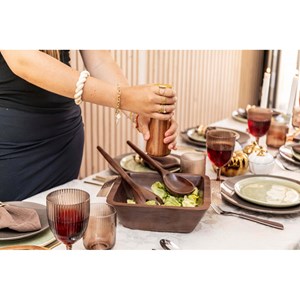 Saladier en bois avec poignées argent