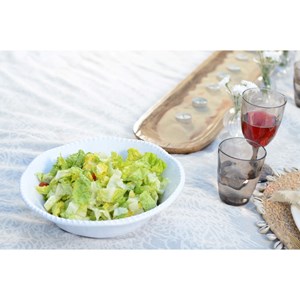 Saladier en mélamine blanche bord corde