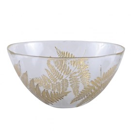 Saladier transparent feuille dorée
