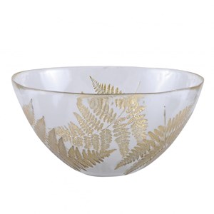 Saladier transparent feuille dorée