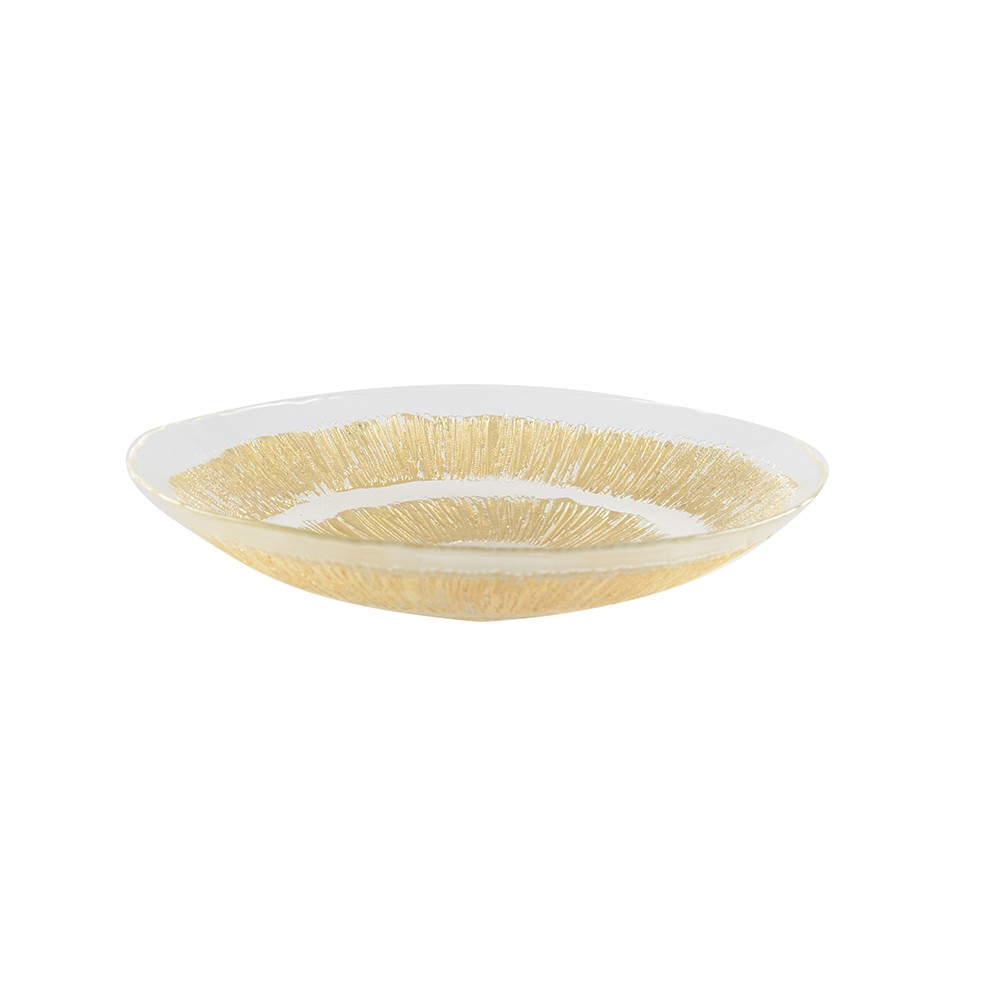 Saladier En Verre Doré Élégant 30cm - Idéal Pour Salades, Fruits Et Réceptions - Design Luxe