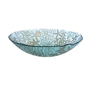 Saladier en verre bleu mer