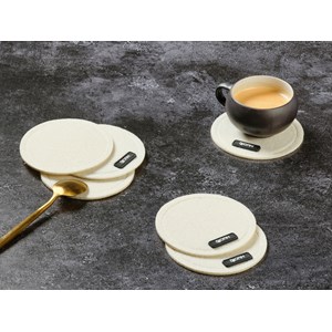 Sous-verre rond - feutre recyclé beige