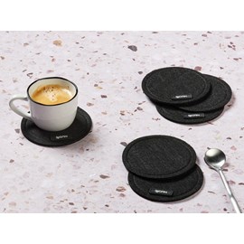 Sous-verre rond - feutre recyclé noir