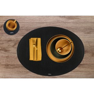 Set de table ovale - feutre recyclé noir