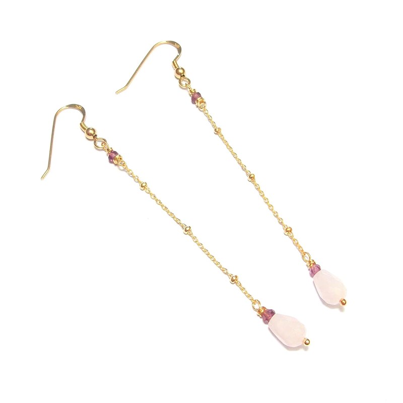 Andrea Chereau - Boucles d'oreilles xingu quartz rose