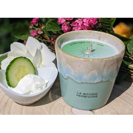 Bougie crème de concombre - pot en grès