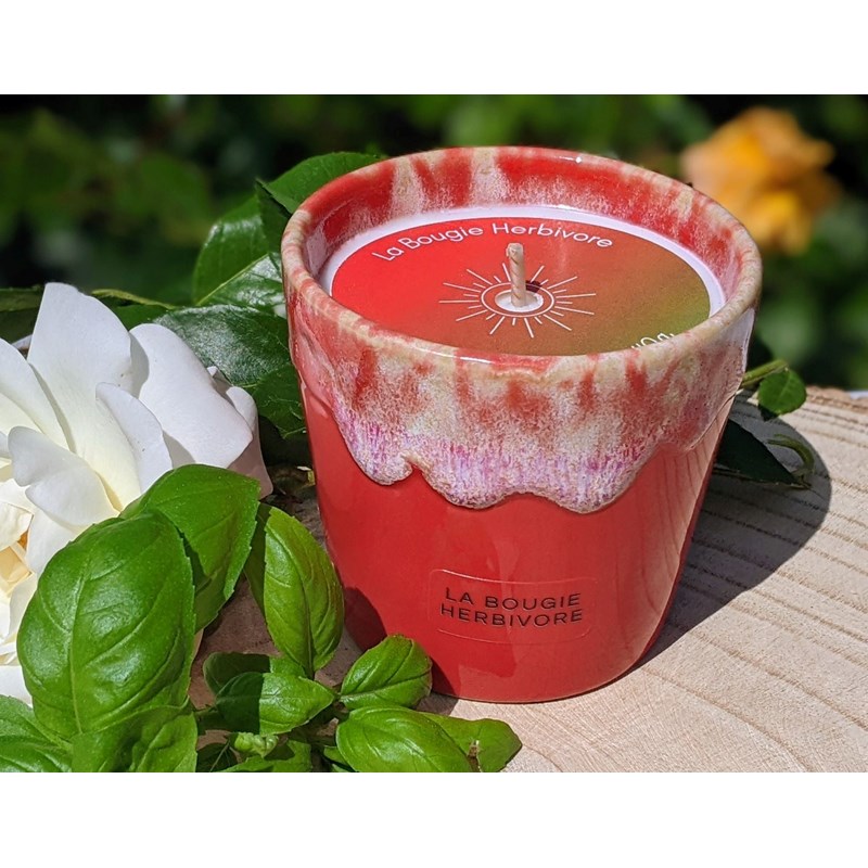 Bougie tomate basilic - pot en grès