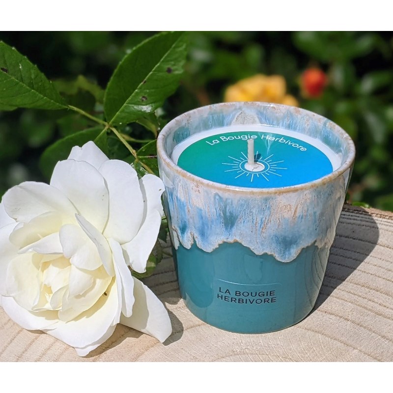 Bougie thé vert - pot en grès