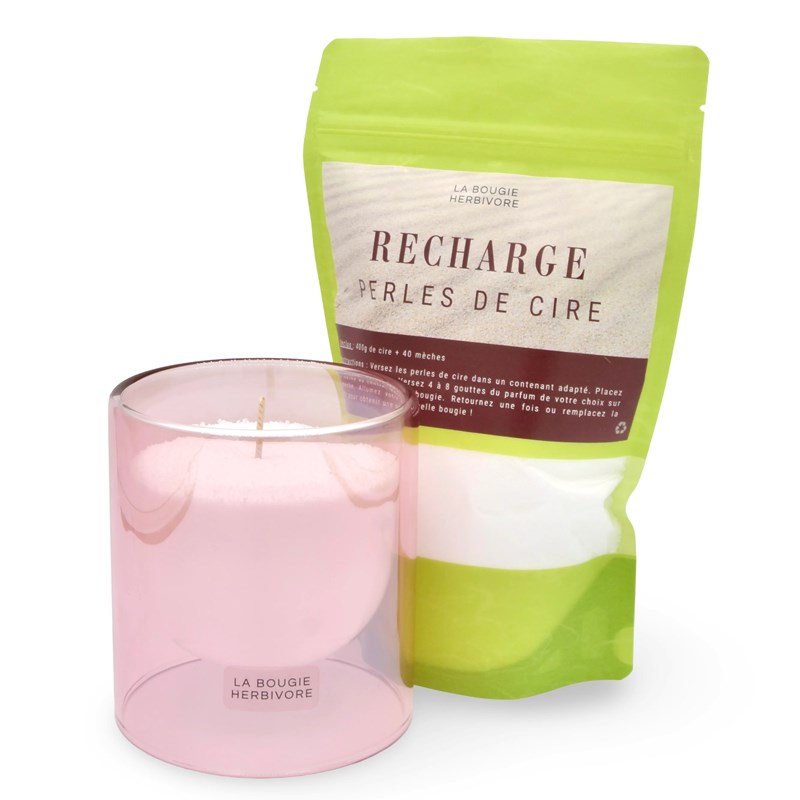 Pack perles de cire 400g + verre rose