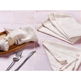 Serviette de table - lin et coton blanc