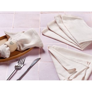 Serviette de table - lin et coton blanc