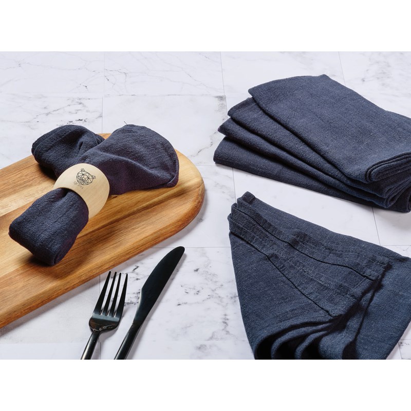 Serviette de table - lin et coton bleu