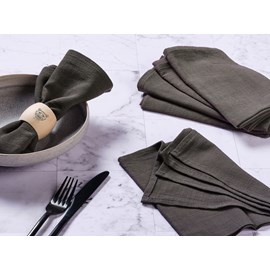 Serviette de table - lin et coton gris