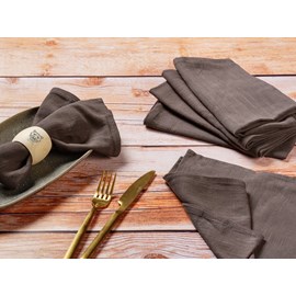 Serviette de table - lin et coton marron