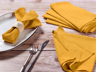 Serviette de table - lin et coton jaune