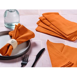 Serviette de table - lin et coton orange