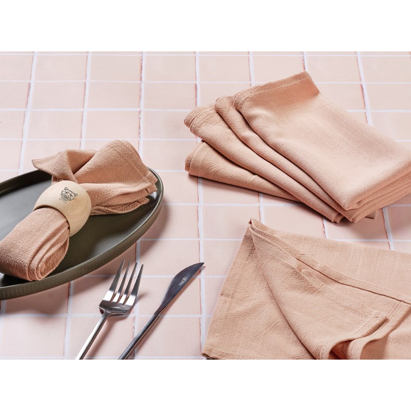 Serviette de table - lin et coton rose