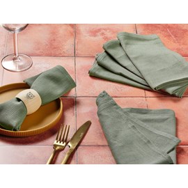 Serviette de table - lin et coton vert