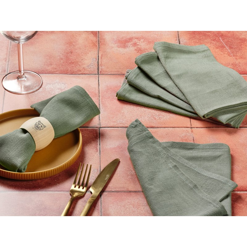 Serviette de table - lin et coton vert