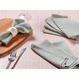 Serviette de table - lin et coton vert