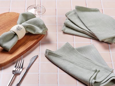 Serviette de table - lin et coton vert