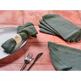 Serviette de table - lin et coton vert