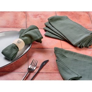 Serviette de table - lin et coton vert