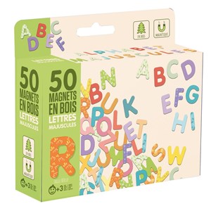 Magnets bois 50 lettes majuscules
