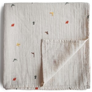 Maxi lange en coton bio dinosaure (120 x 120 cm)